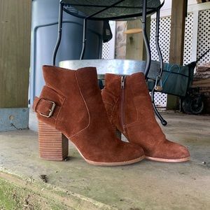 Brown Suede Booties with Buckle